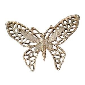 Vintage Signed Sarah Coventry Silvertone BUTTERFLY Brooch/Pin Rhinestone Collect